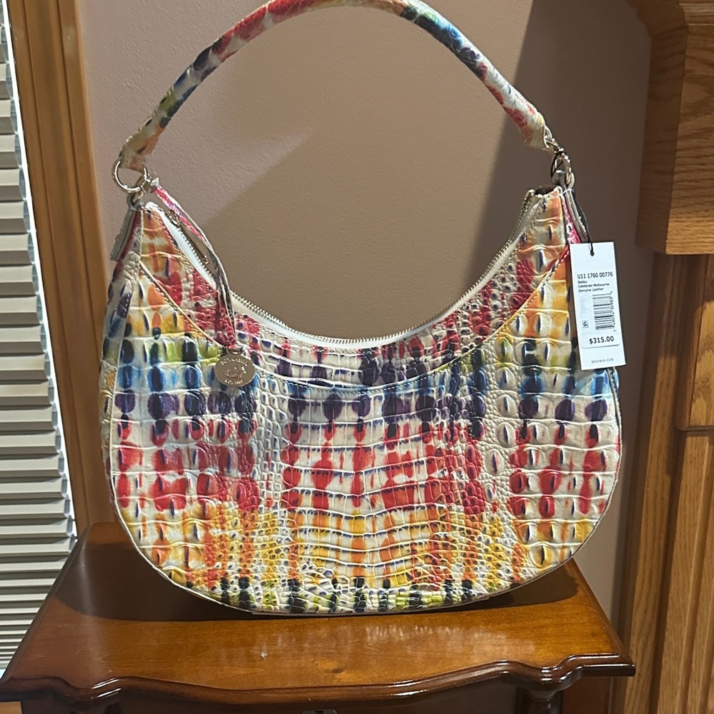 Brahmin Colorful Croc-Embossed Hobo Bag
